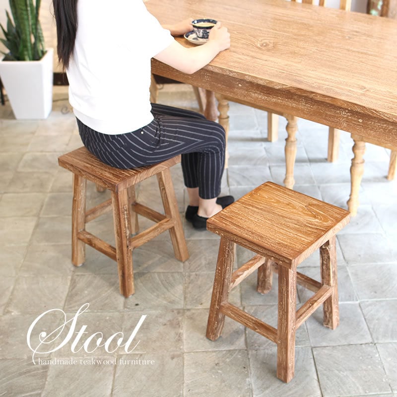 古材を使ったおしゃれなシンプル四角椅子 | CITA-CITA