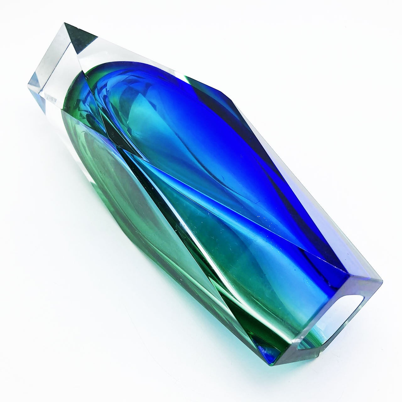 ヴェネチアガラス ムラノ SOMMERSO 花瓶 一輪挿し ブルー グリーン