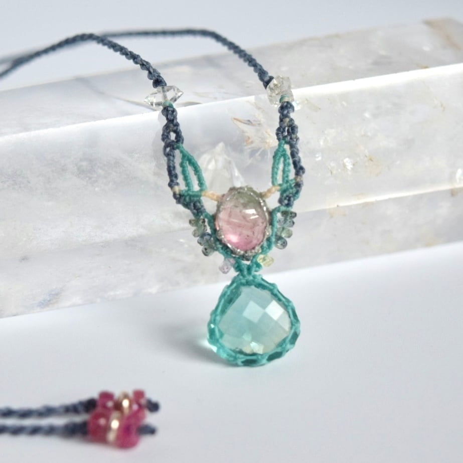 マクラメ編み § フローライト § バイカラートルマリン § マクラメ