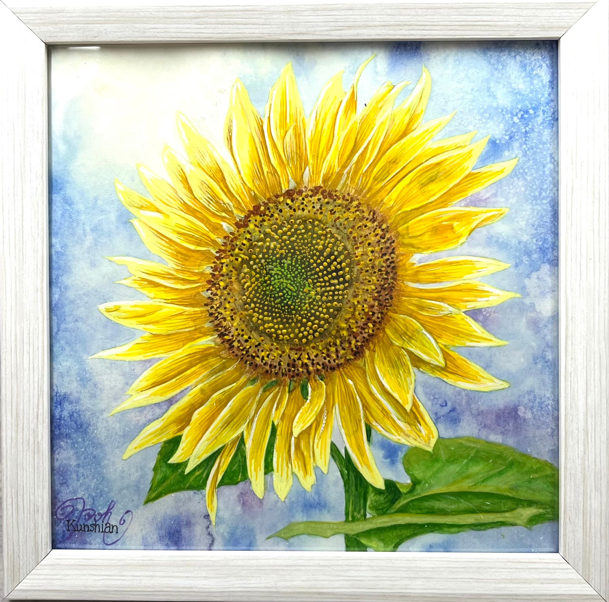 大人の上質 透明水彩画「ひまわりの花束」イラスト 花 夏 ヒマワリ