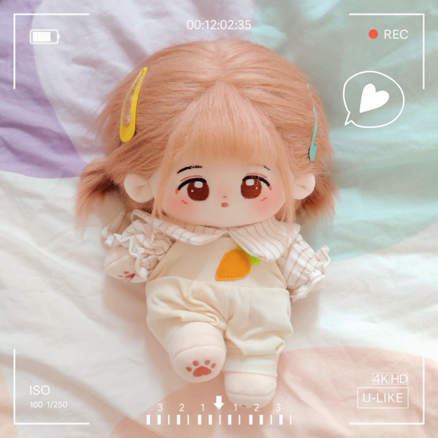 20cm 着せ替えぬいぐるみ 無属性 ぬいぐるみ 豆子 オレンジ髪オレンジ