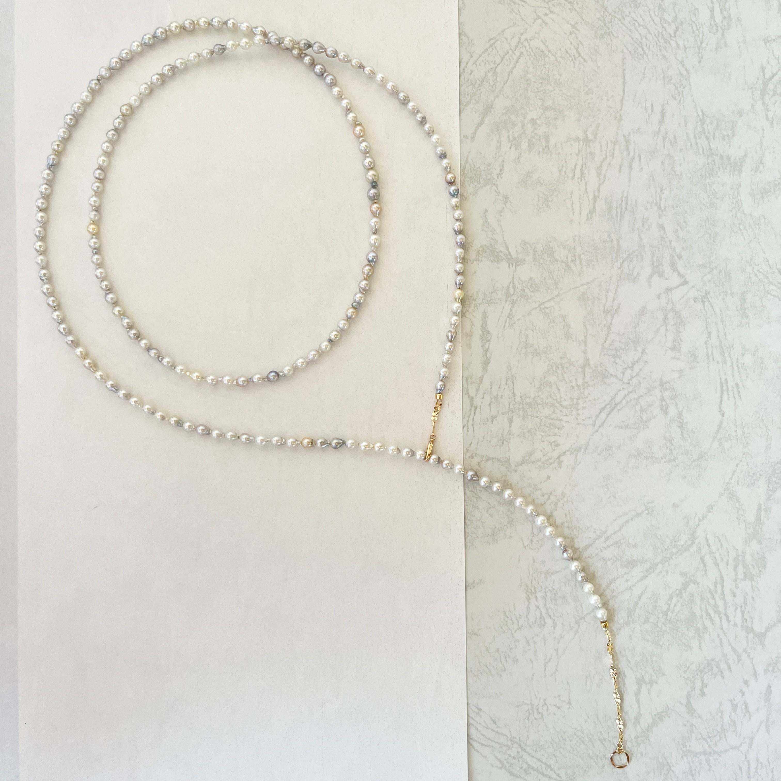 あこや真珠ロングネックレス/K18/バロックパール/ベビーアコヤ