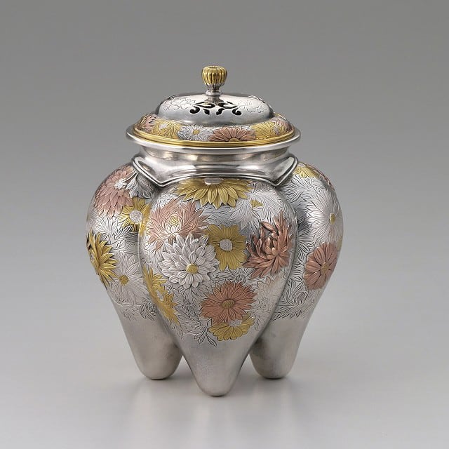 銀製 金鶏鳥 香炉 津雪作 | 株式会社竹中銅器