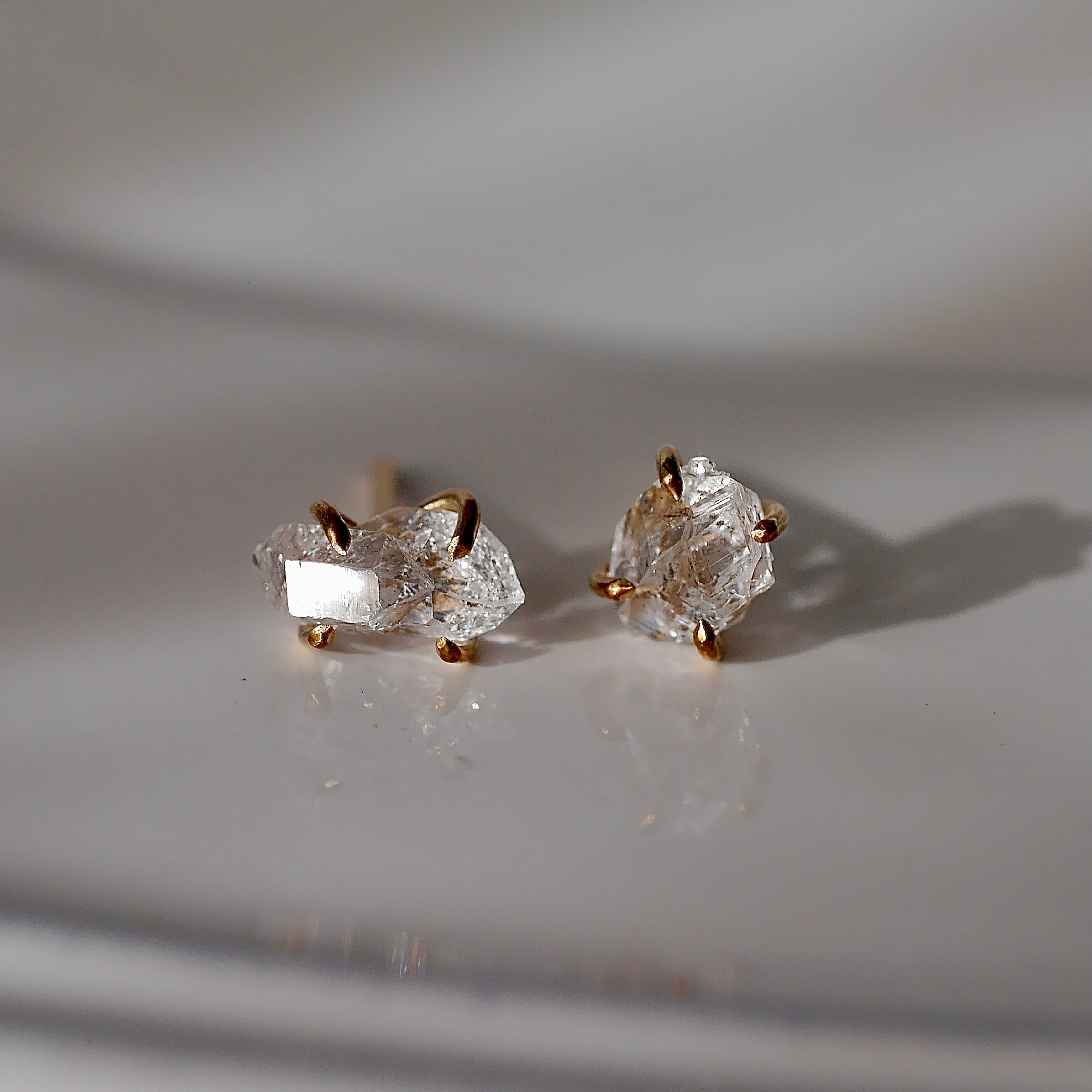 14kgf 双子 ハーキマーダイヤモンドピアス | La nature/ラナチュール