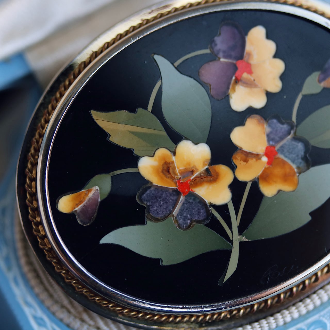 silver800 スミレの花 フローレンスモザイク ピエトラドュラ