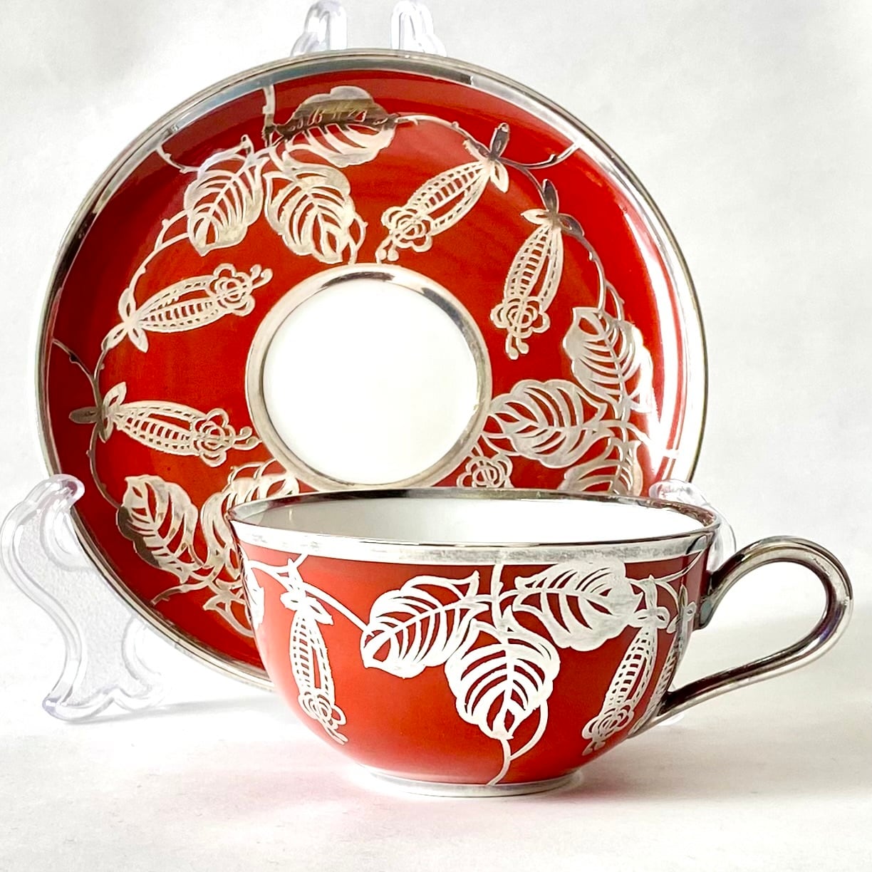 シルバーオーバーレイ ソースボウルとソーサー セット アメリカ