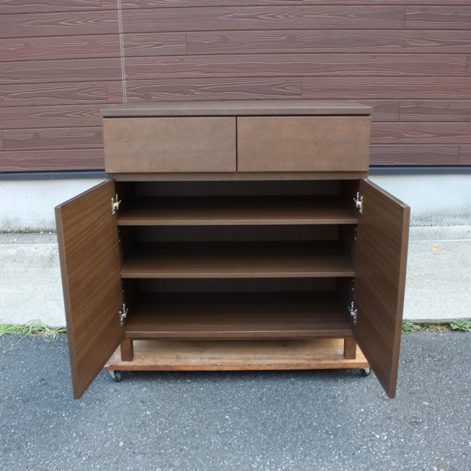 無印良品 オーク材キャビネット【廃盤品】 本物 MUJI ガラス扉付き