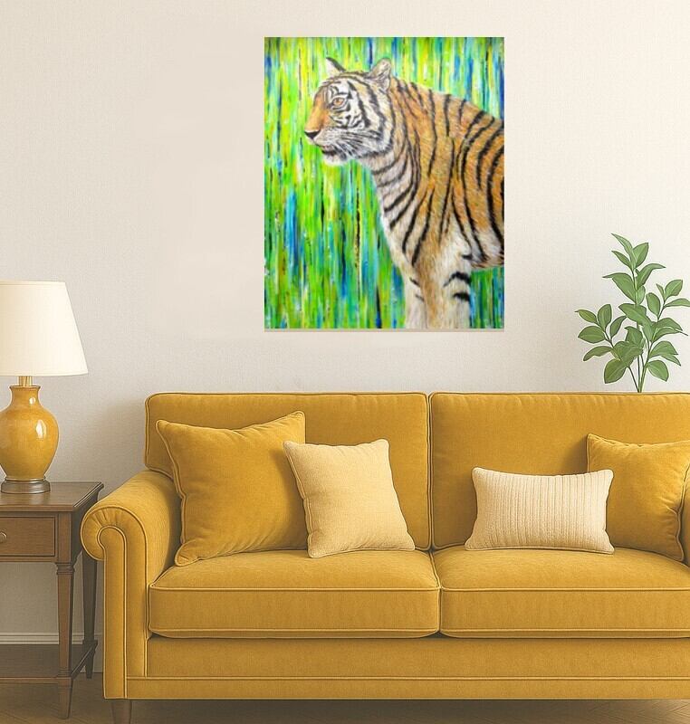 原画/抽象画/モダンアート/インテリア/アクリル画 OLD TIGER(虎波