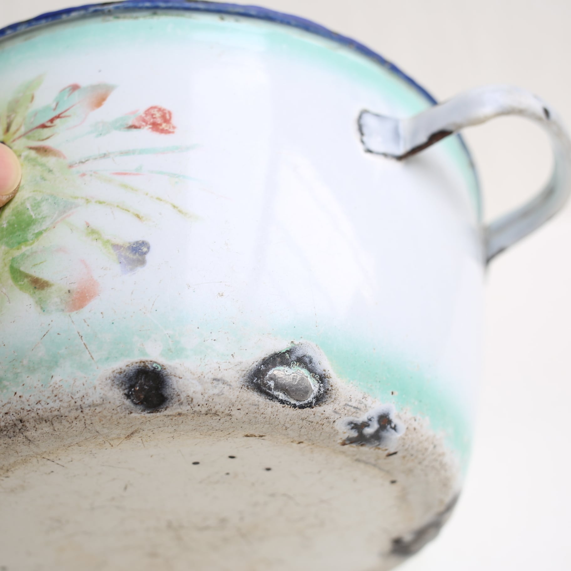 フランス アンティーク JAPY社 ホーロー キャセロール 蓋付き両手鍋