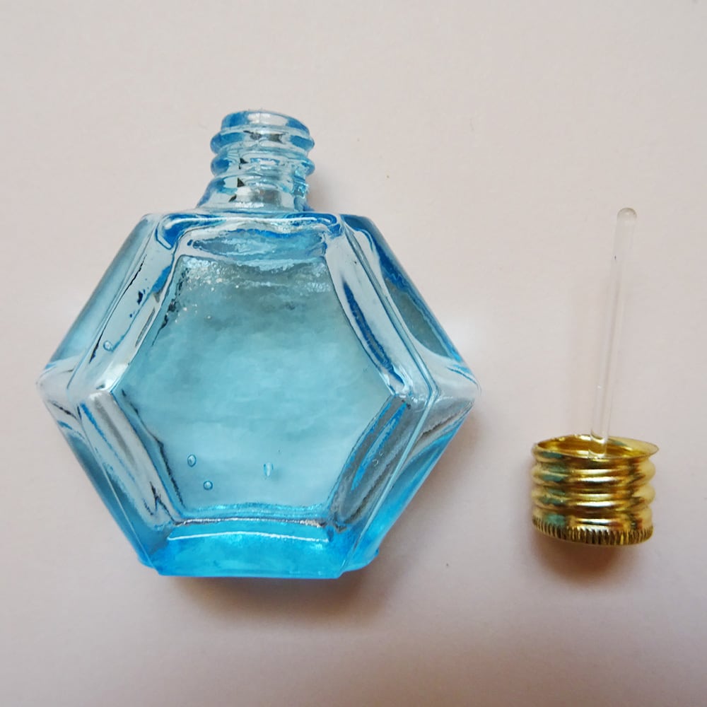 チェコスロバキア ボヘミアガラス 六角形のパフュームボトル / ライト