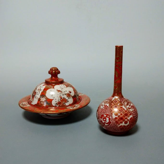 古九谷九谷焼徳利宝の図明治九谷宮本屋窯金彩本金亀多画1客