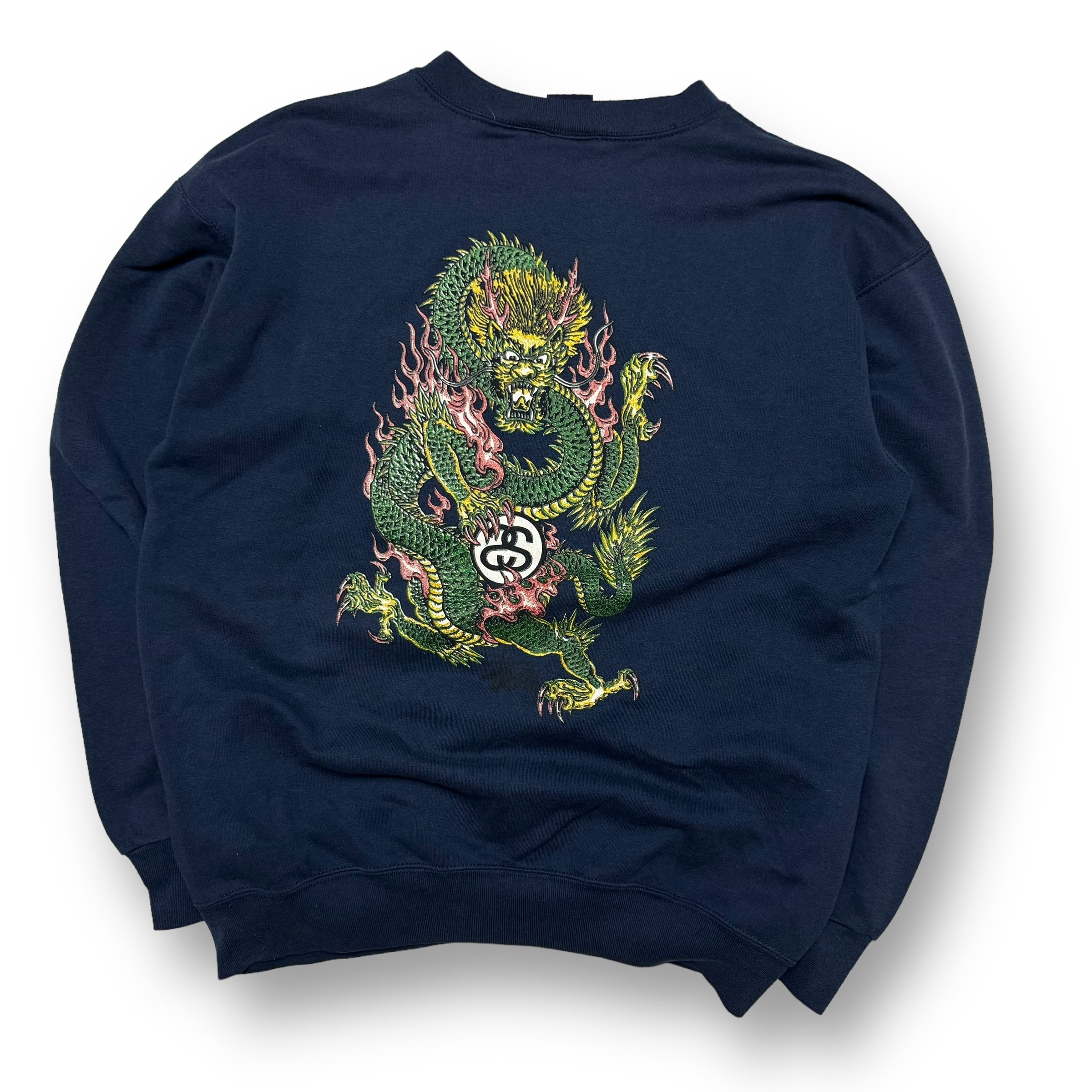 OLD STUSSY 90S 紺タグ MADE IN USA Dragon Sweat 2代目ドラゴン