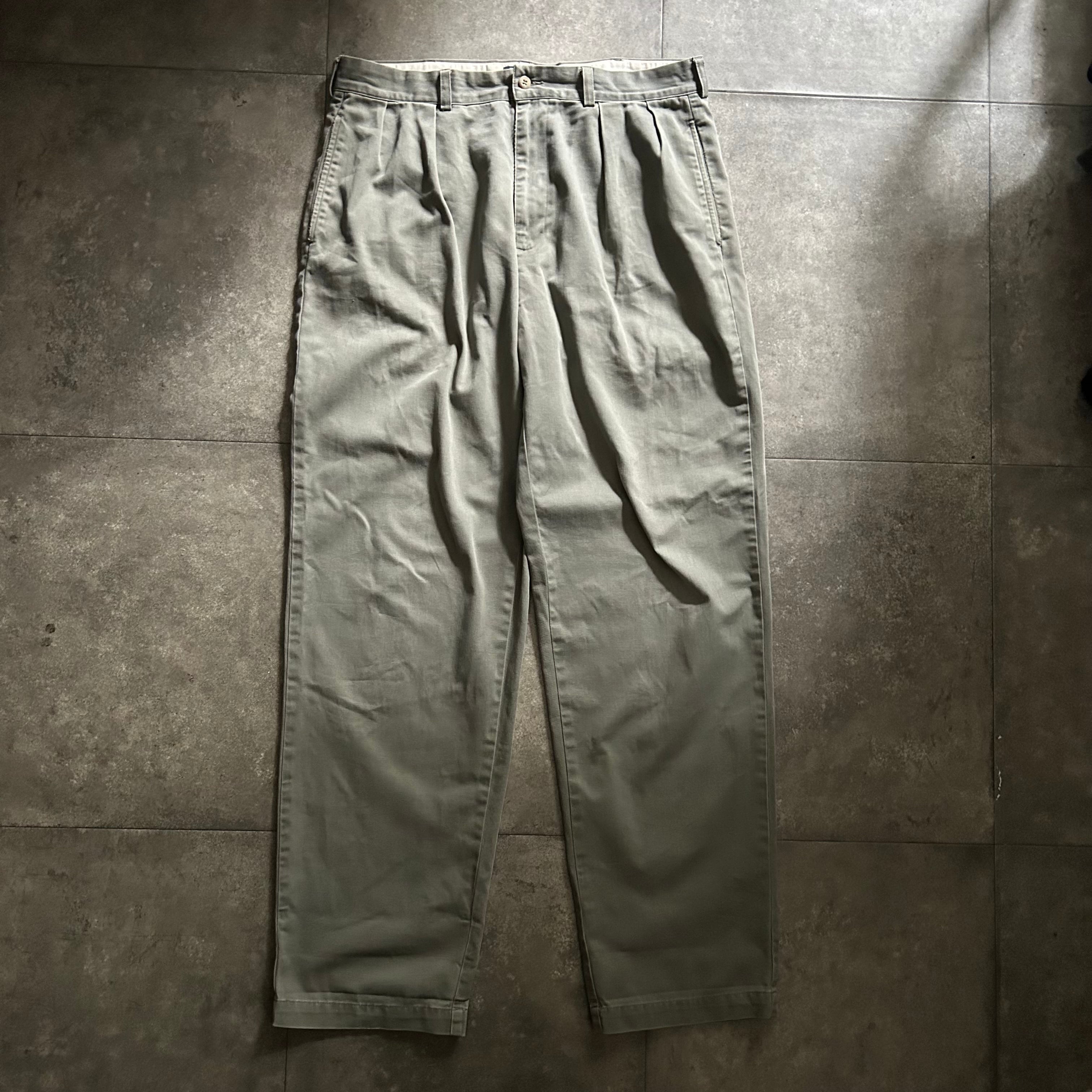 90s ラルフローレン チノパン ポロチノ 36×34 グレー ツータック入り