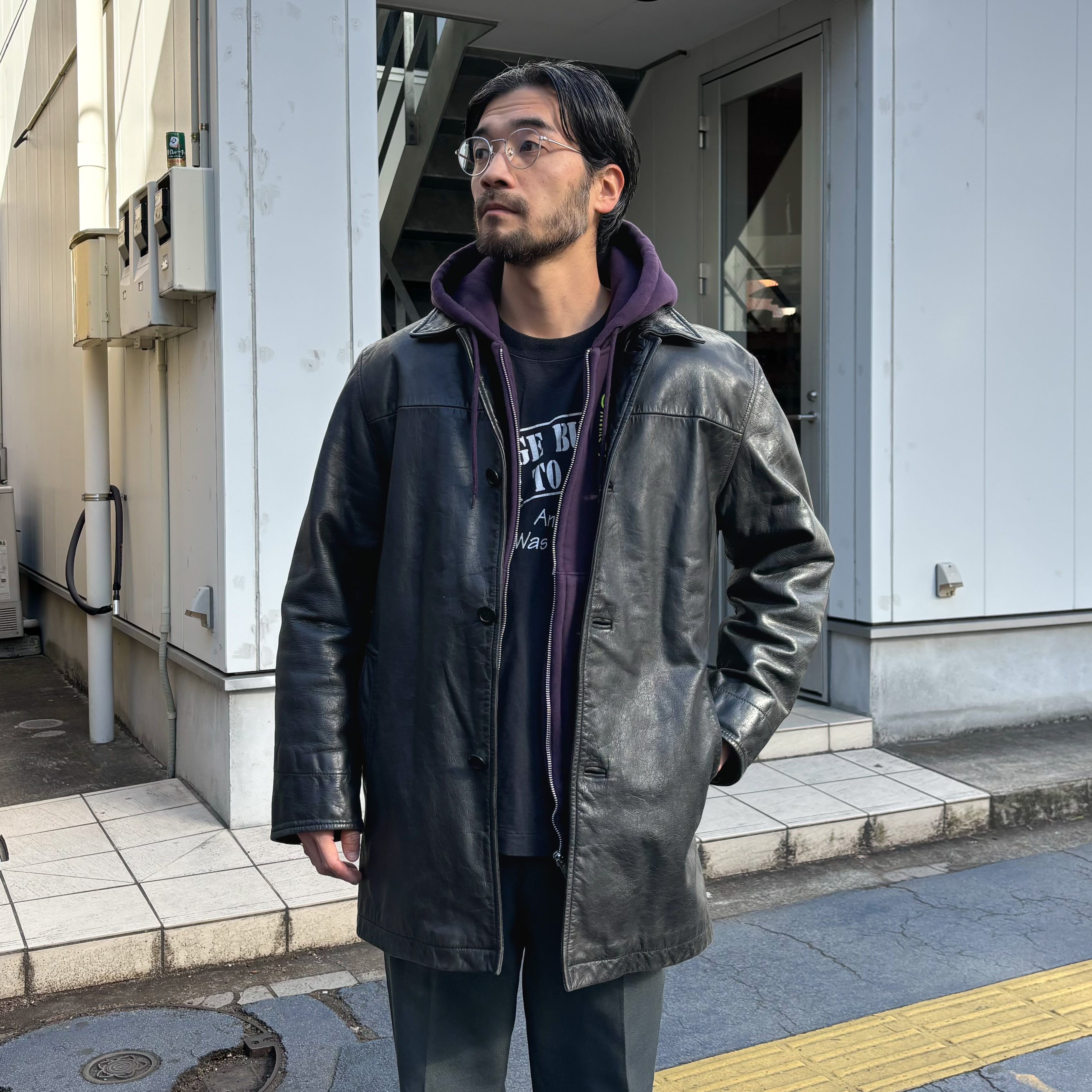 90-00's OLD GAP Leather Car Coat M / オールドギャップ レザー