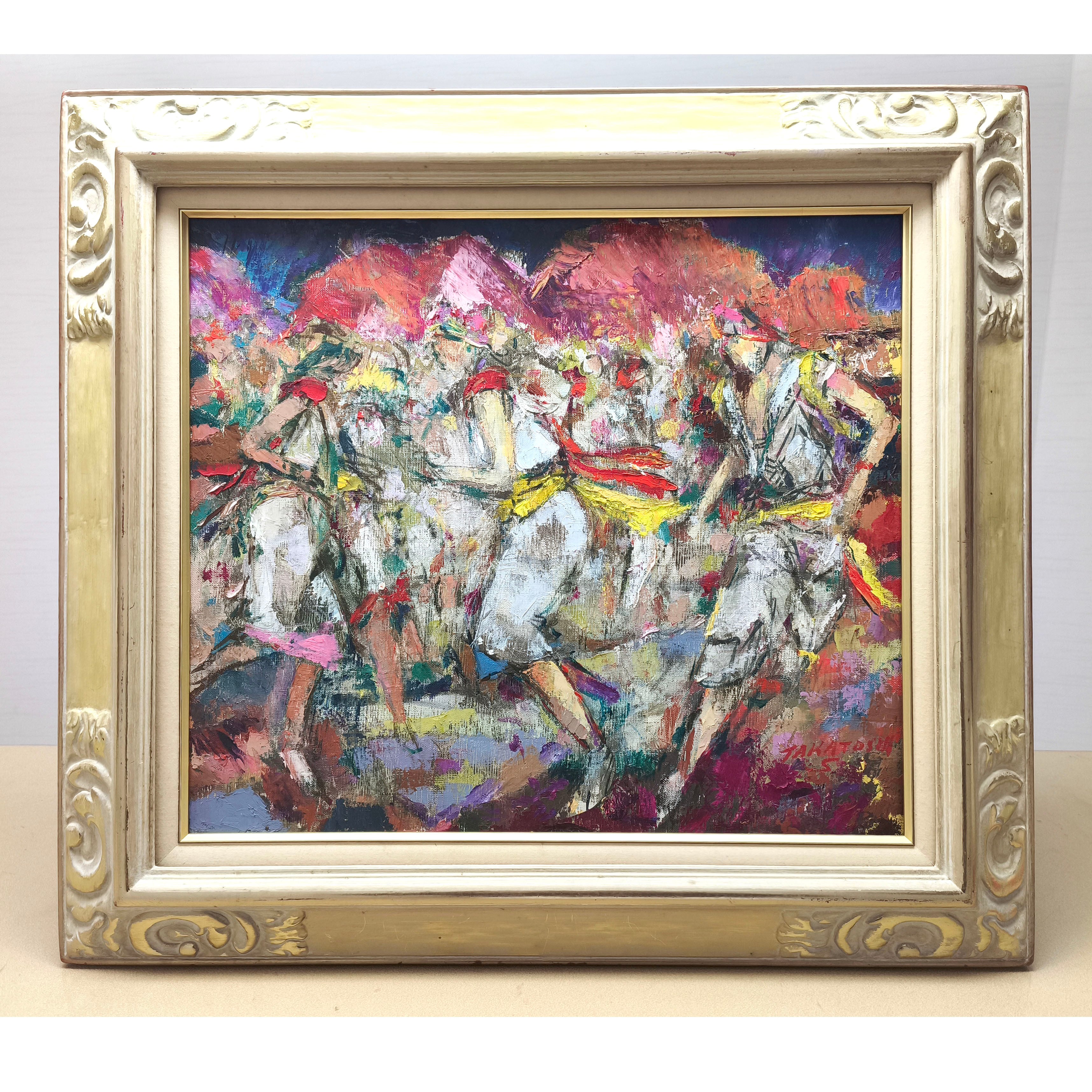 田渕眞兒 油絵 油彩 抽象画シリーズ No.10- 花と壺 田渕眞兒