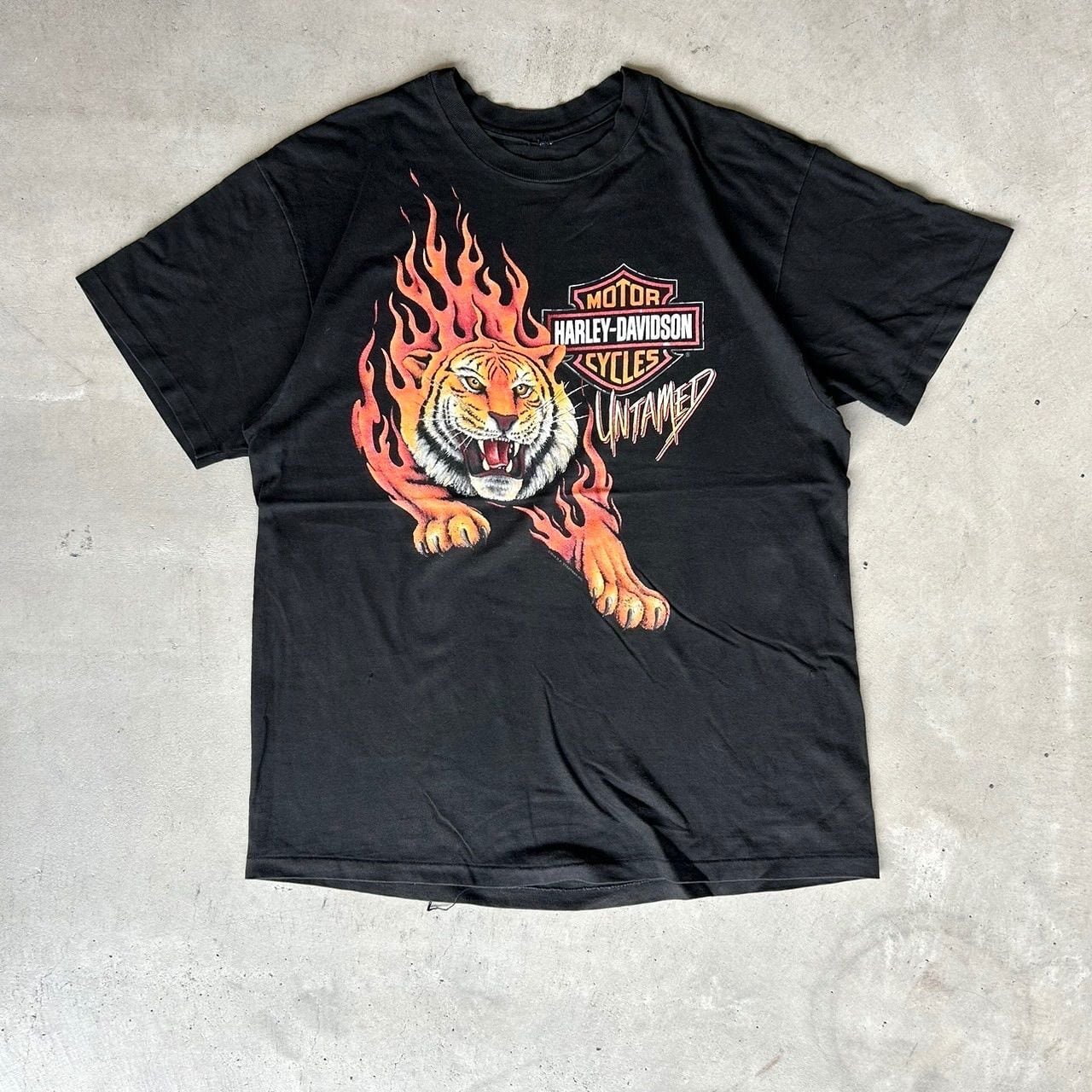 Harley Davidson Flame Tiger 90s ハーレー タイガー フレイム Tシャツ