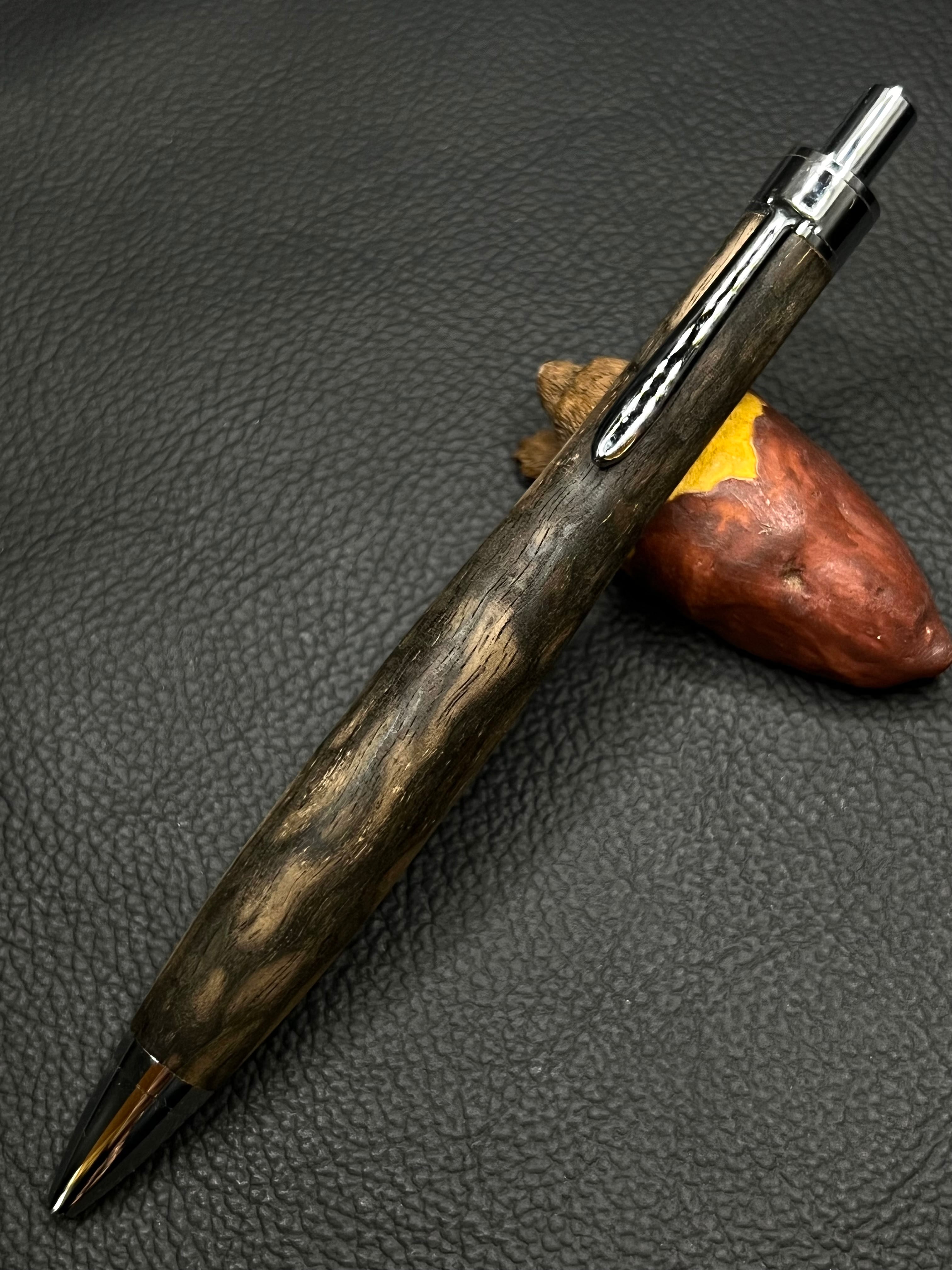 455ペン工房翌檜極上黒柿孔雀杢木軸シャーペンボールペン