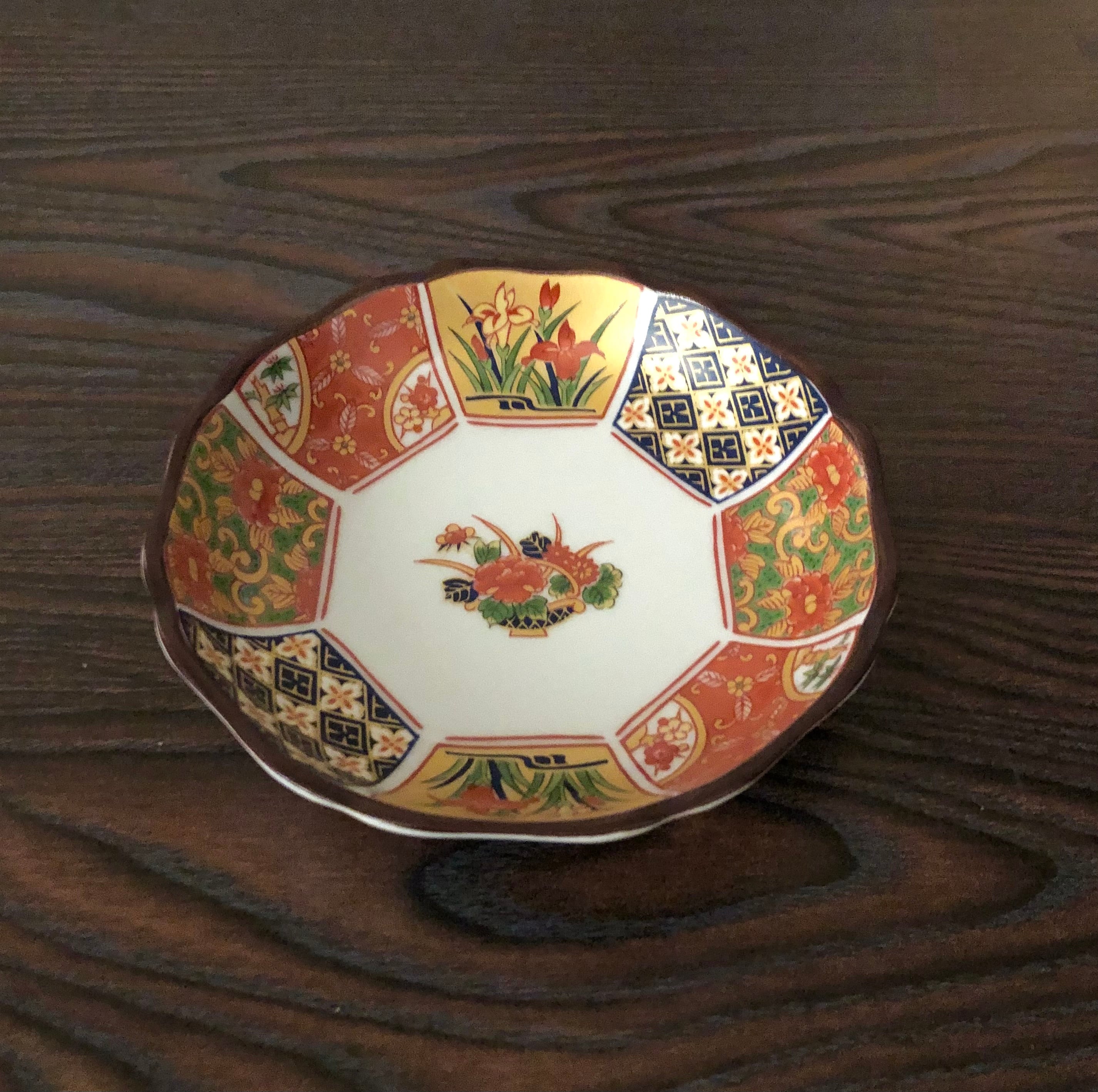 古伊万里 伊万里 色絵 金襴手 染付 豆皿 菓子皿 富士山の図 2