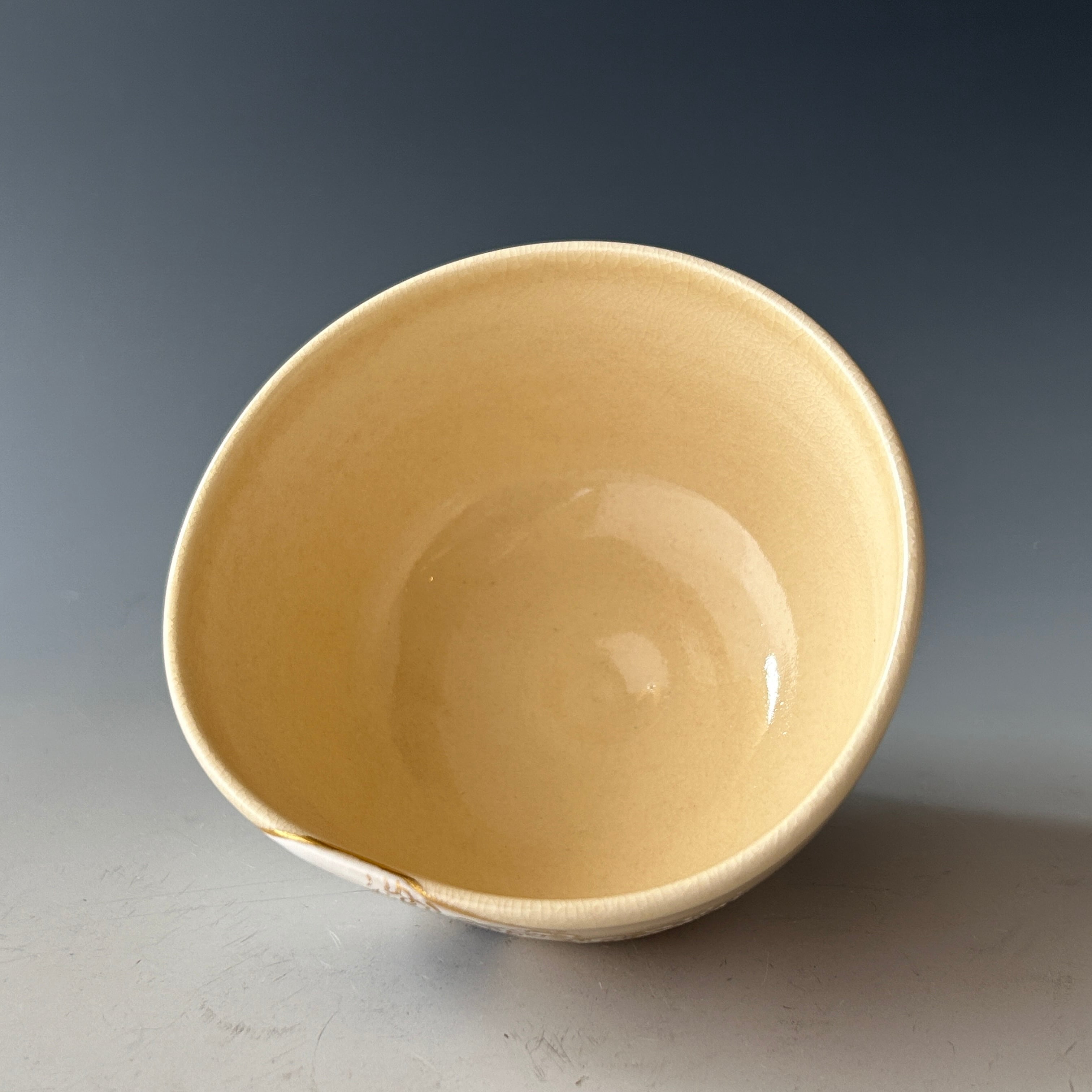 茶道具 色絵 波絵 茶碗 山川巌 共箱 京焼 陶芸 薄茶 夏 粟田焼 稽古