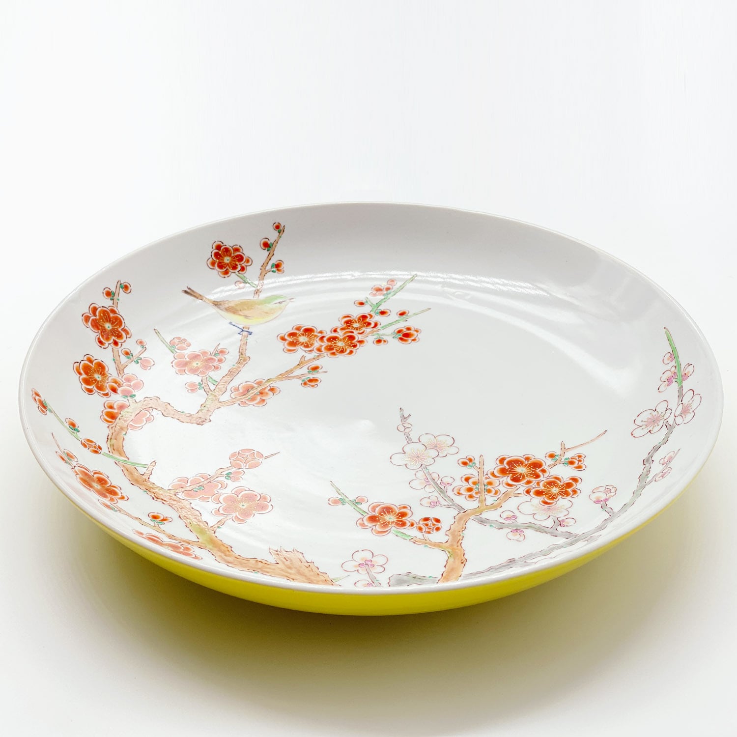 色絵染付 梅に鶯の絵 飾り大皿/The big plate, colored Ume blossom