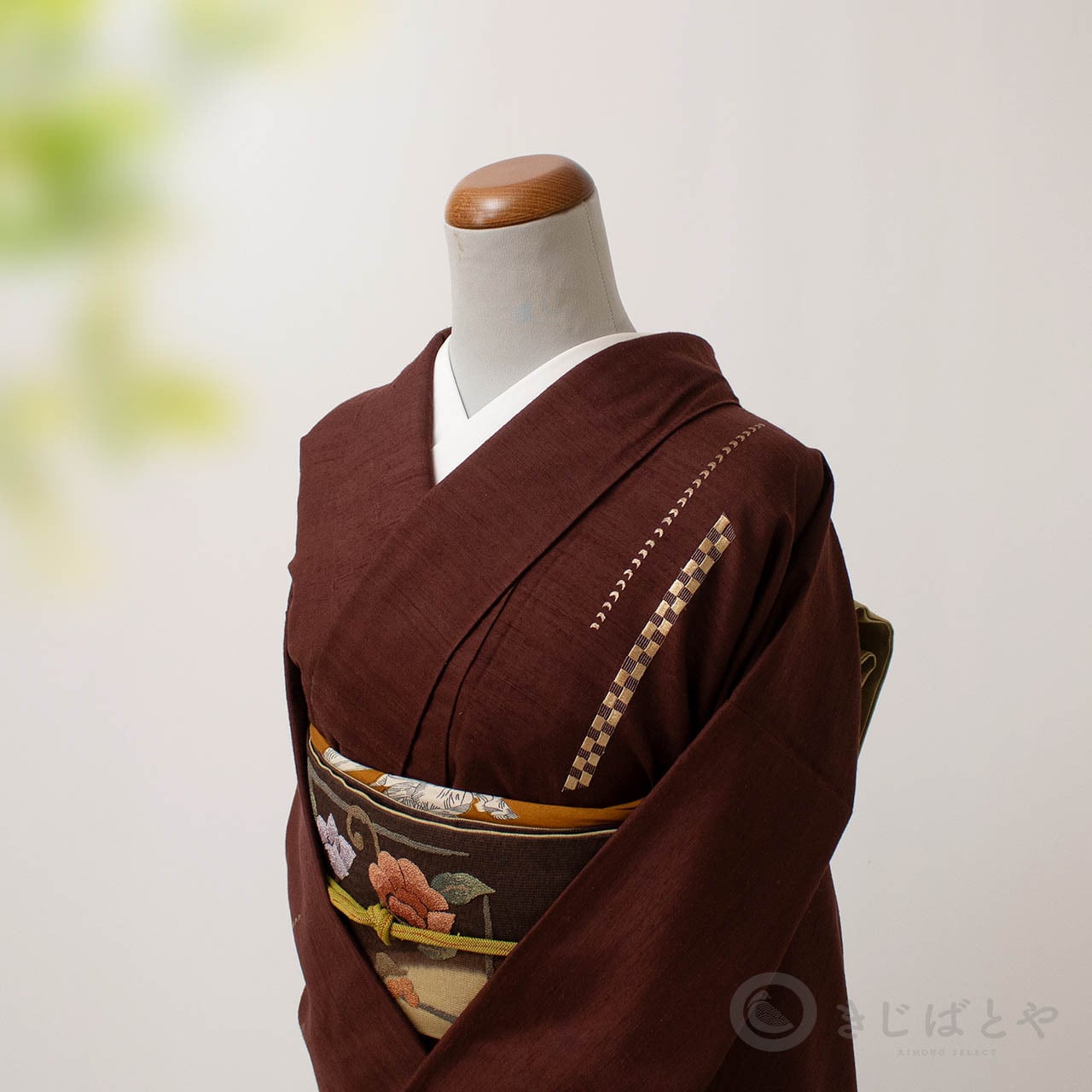 袷 紬 結城紬 浅緋色 裄67cm 無地紬 正絹 半衿おまけ付き 裄の