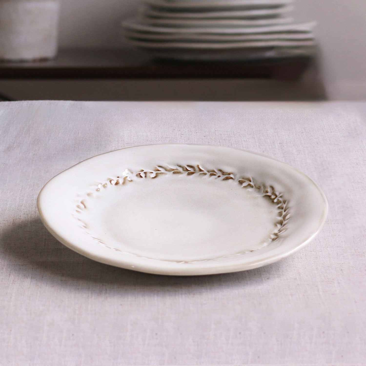 CERAMIC Valentina Salad Plate Set of 4 (Dusty White)
