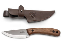 Carbon Steel Bushcraft Knife Walnut Handle With Leather Sheath