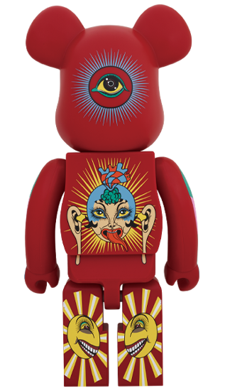 現代美術 田名網敬一 直筆サイン『BE@RBRICK 1000％黒』1205A 現代美術