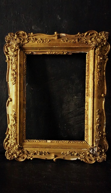 アンティーク額縁、油彩、10号相当、ゴールド、フランス、装飾、アート