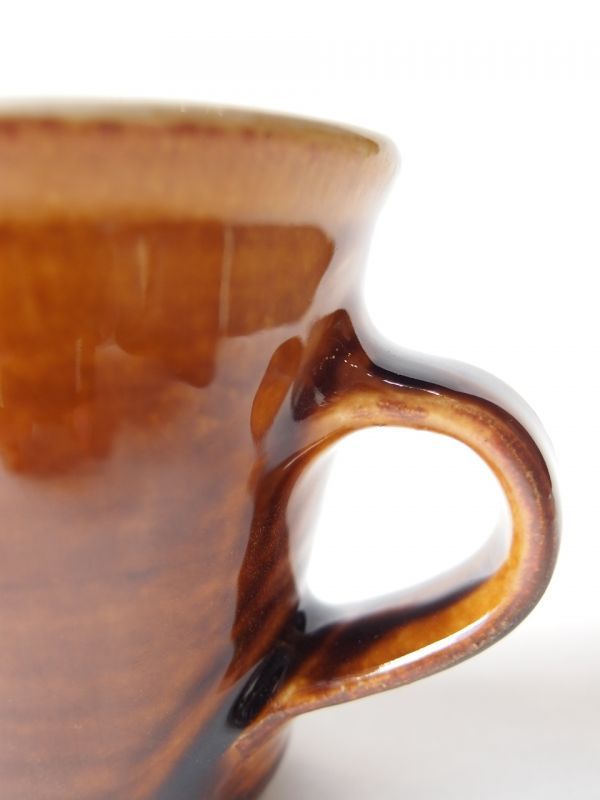 出西窯の手作り陶器ボトル 約15cm 茶色と金色 出西窯の手作り陶器