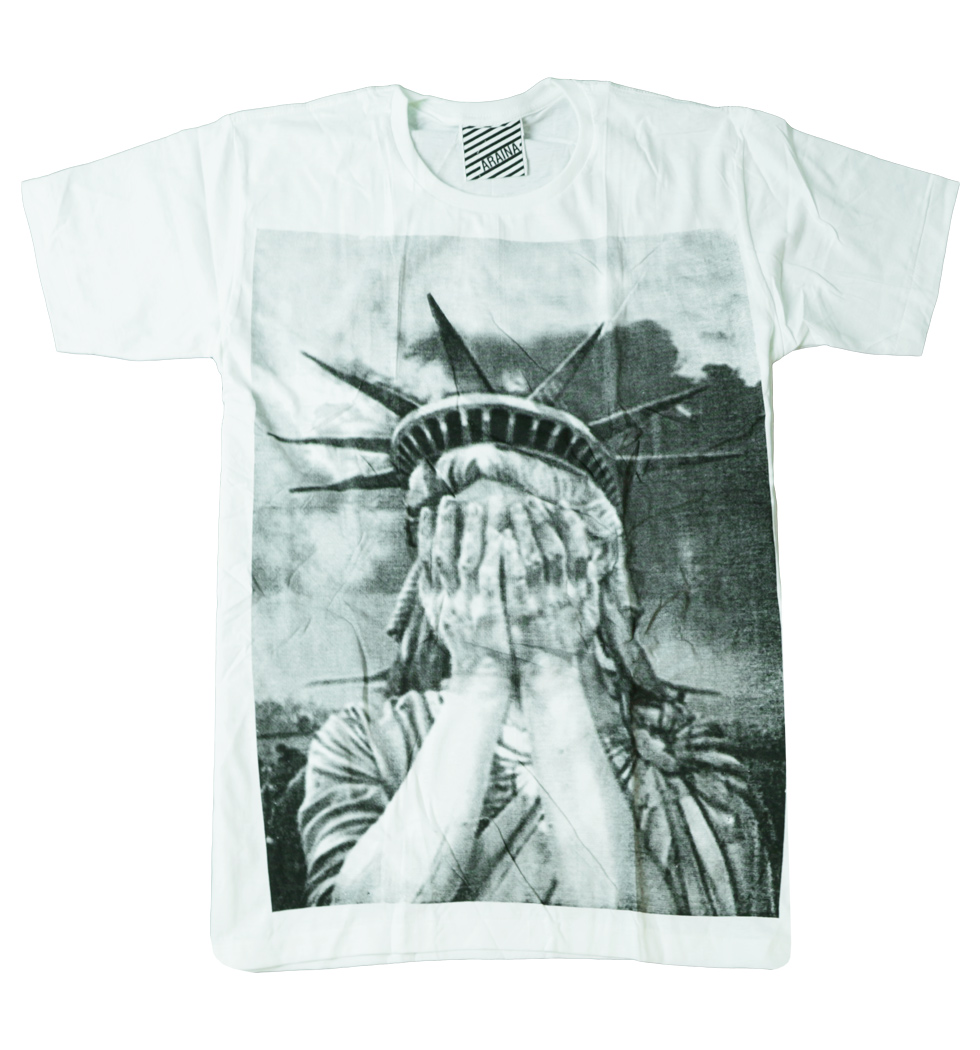 プリントTシャツ 自由の女神 顔隠し メンズ/レディース/半袖/おもしろ