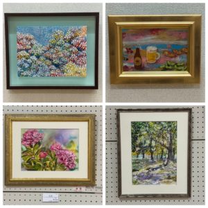 未使用】マーブルアート 「 花 Ⅰ 」 F6 額装品 未使用】マーブル