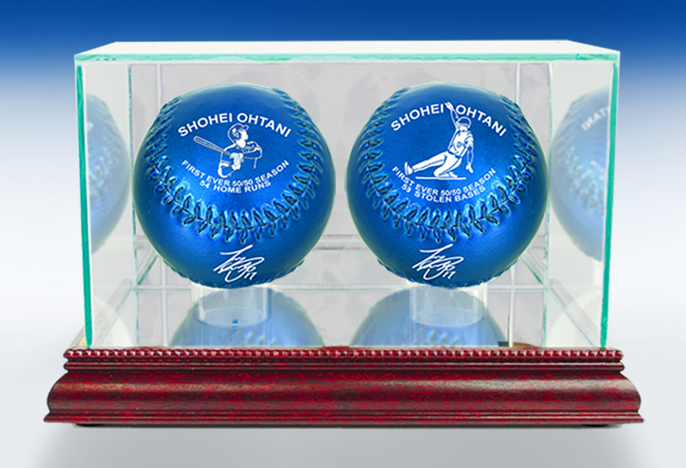 Shohei Ohtani MLB Record 50/50 Season Two Ball Set - Big Time Bats