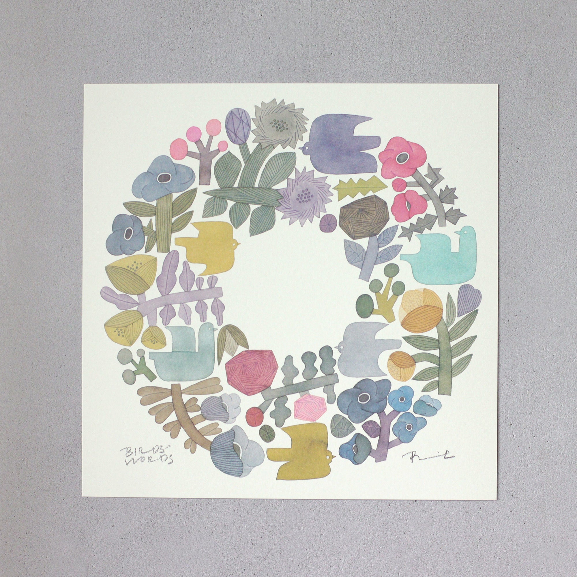 BIRDS WORLDS アートポスター RiE ポスター 20cm / BOUQUET – BIRDS' WORDS