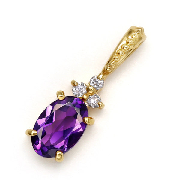 ビズー公式】 アメジスト オーバルカット ダイヤモンド K18(18金
