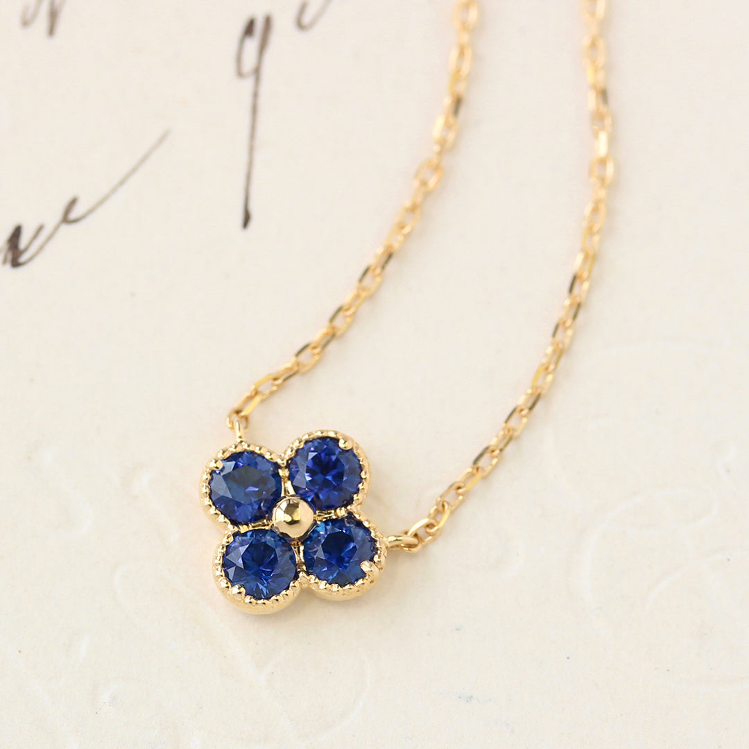 ビズー公式】ブルー サファイア PT K18(18金) ネックレス アナイス