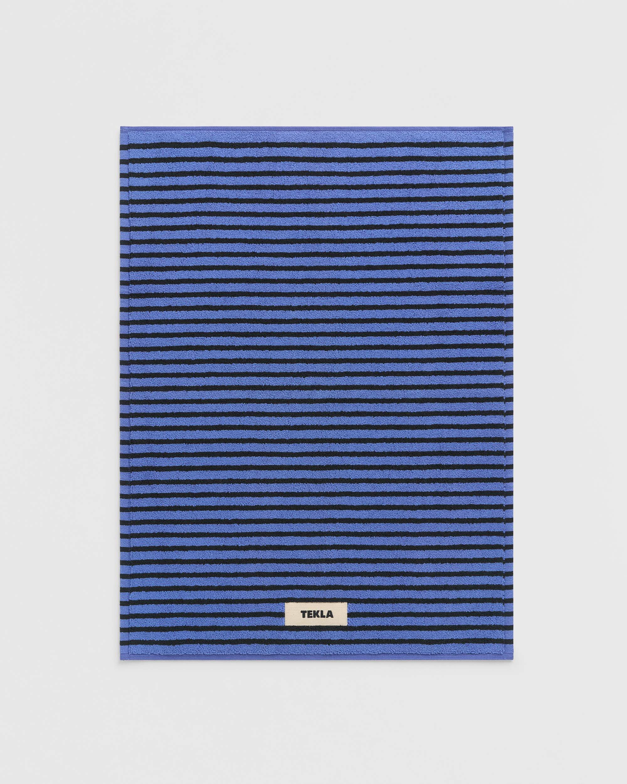 Terry Bath Mat Blue and Black – BOMI