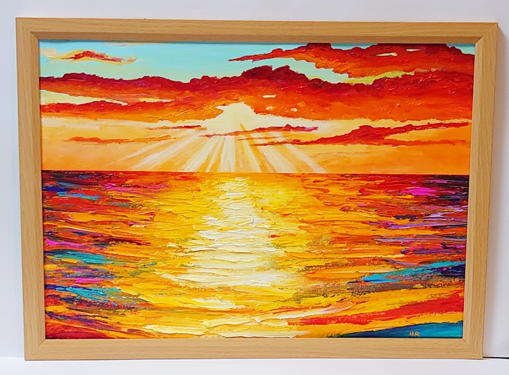 KATSUYA153絵画アート 海 夕焼け 空