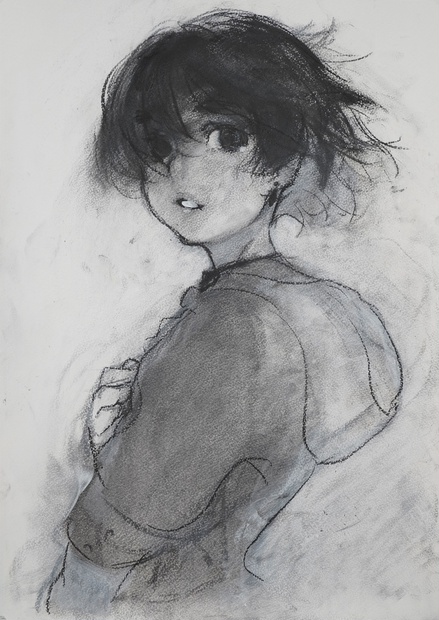 ドローイング 木炭画 明暗を使って立体的な人物の顔を描く【木炭