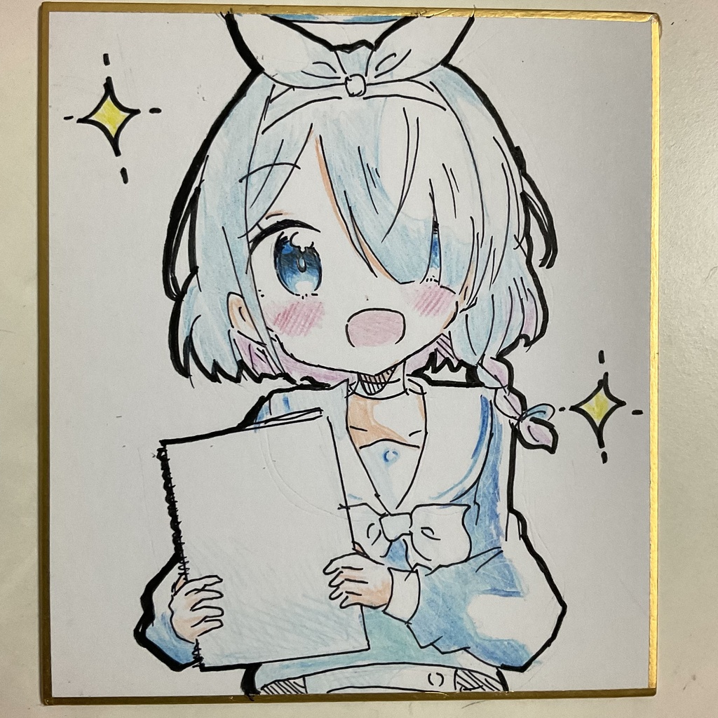 直筆色紙 アロナ＆プラナ ブルアカ 手描きイラスト 同人 赤字超特価