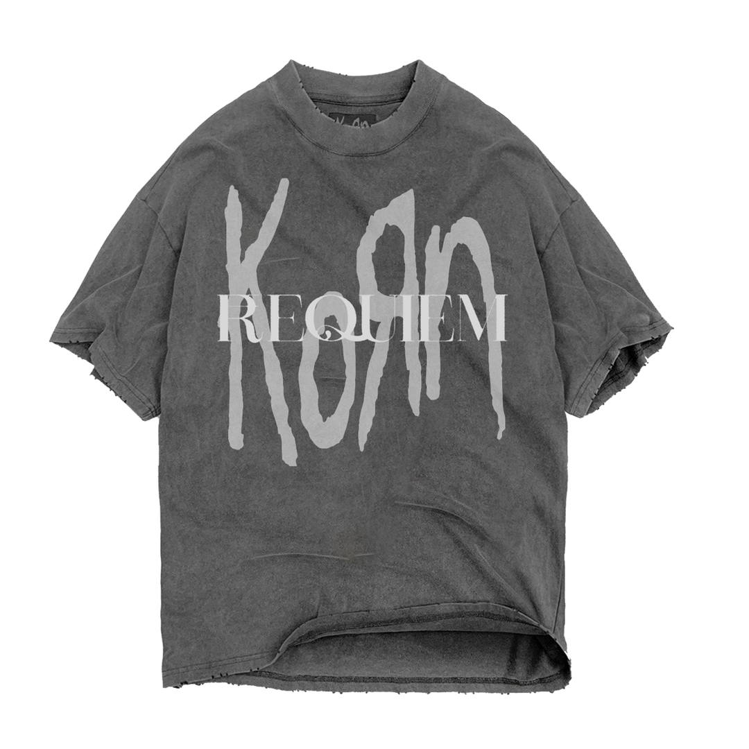 Strata x Korn Requiem Grey Acid Wash T-Shirt feat. Album Art