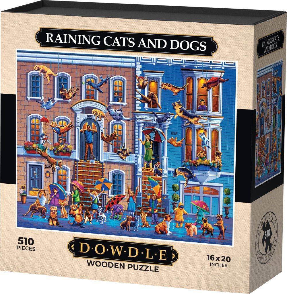 Raining Cats and Dogs - Wooden Puzzle | Dowdle Folk Art