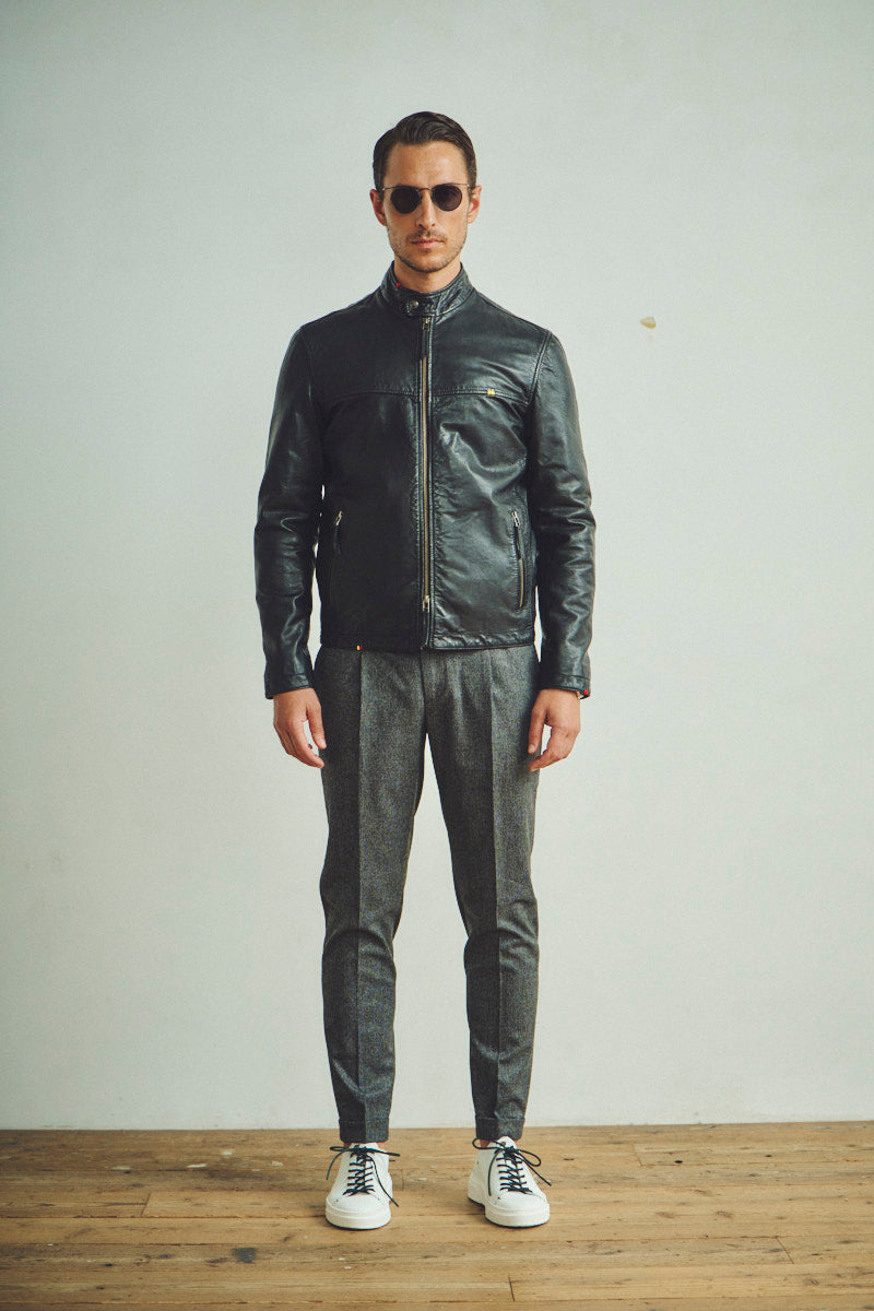 R. NEWBOLD ブラックレザーシングルライダースジャケット M R. NEWBOLD