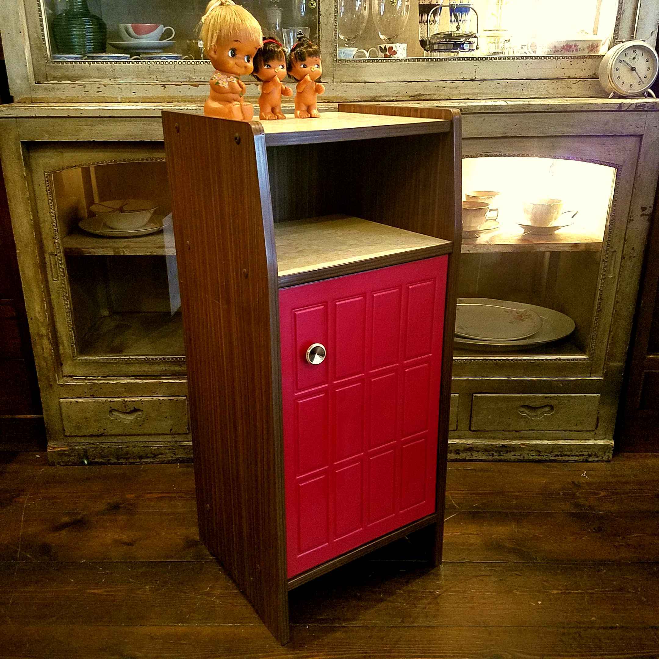 電話台 昭和レトロ インテリア 当時物 棚 レトロポップ 赤