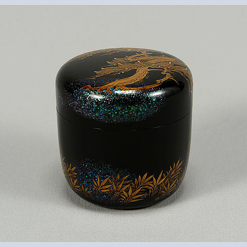 人間国宝松田権六松波蒔絵平棗二重箱裏千家鵬雲斎花押☆c662