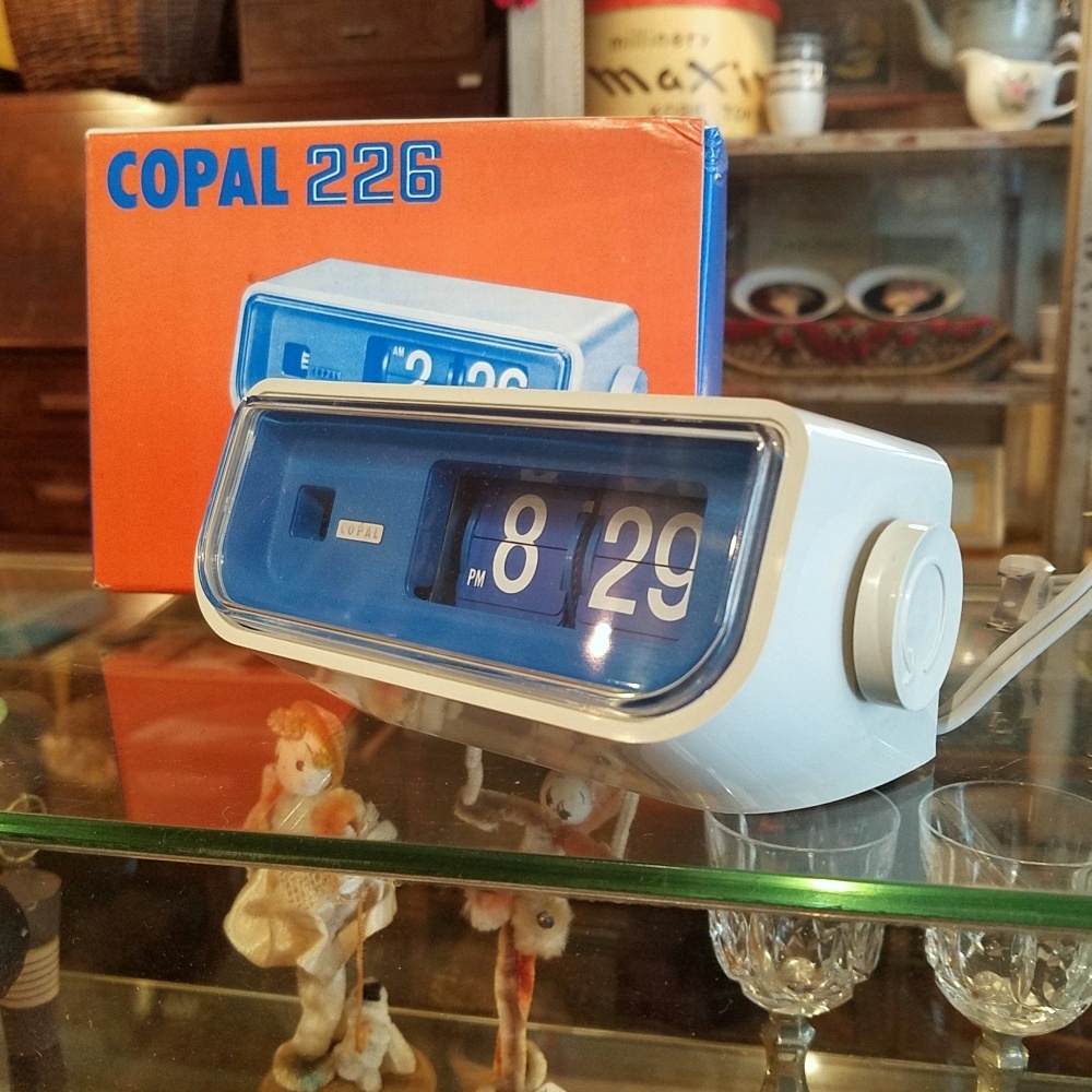 昭和レトロ 動作品 コパル パタパタ時計 オレンジ スペースエイジ