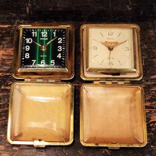 昭和レトロ SEIKO と Rhyhm の手巻きトラベルクロック - [Sold Out