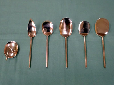 1970年代◇老舗京都 清昌堂 茶道具 本物総銀製 炉用灰さじ 重さ108.4g