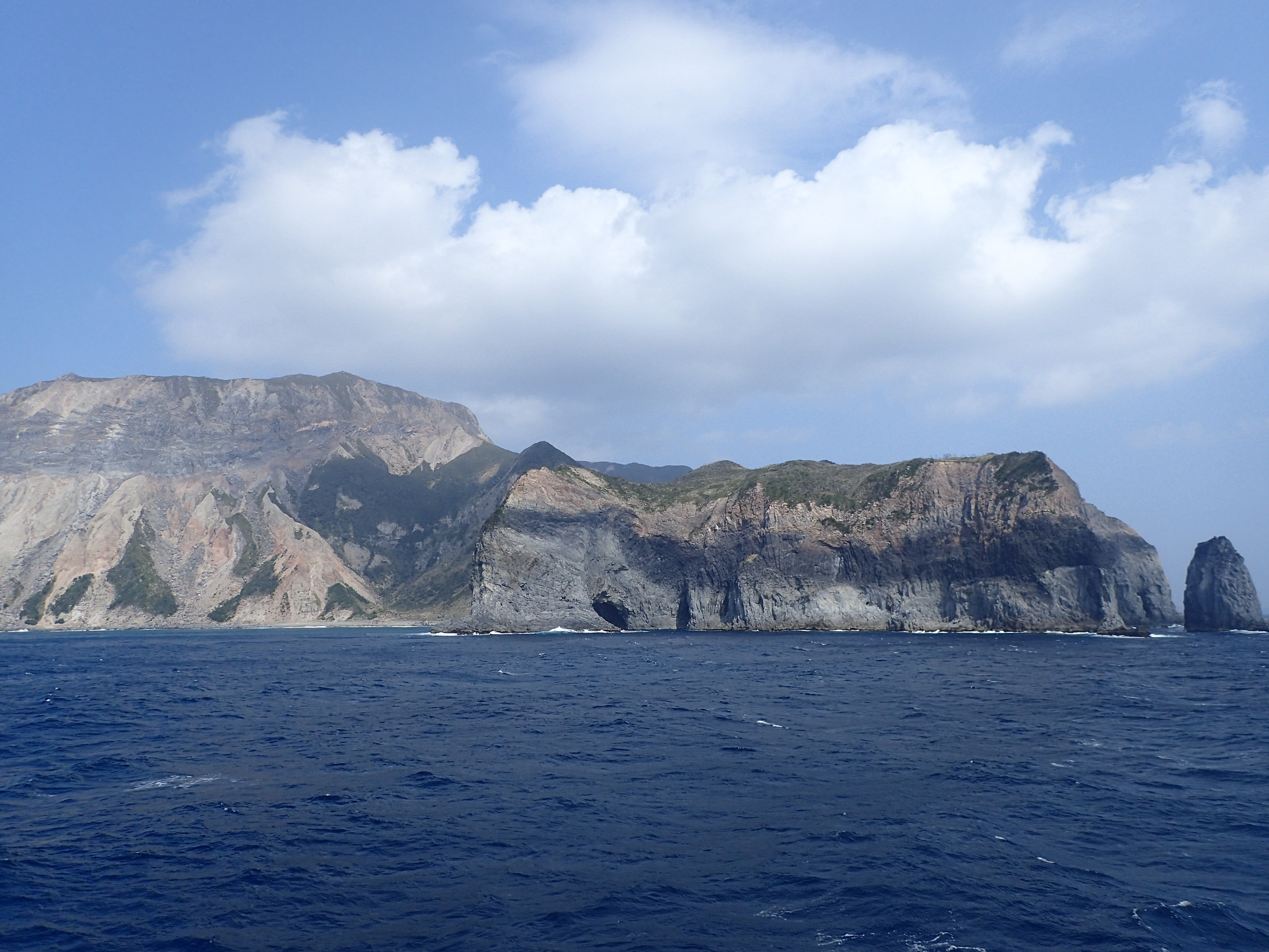 黒曜石とりに神津島へ旧石器時代の景色油彩真作画F4清々しい汚染のない海