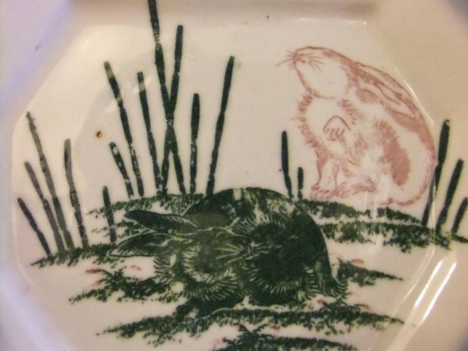 明治 印判皿 月うさぎ 明治 印判皿 月うさぎ 明治 印判皿 月うさぎ 100